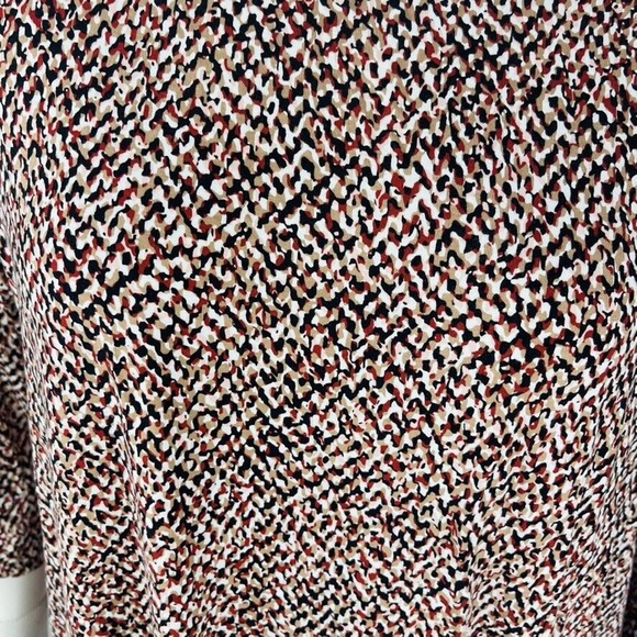 Liz Claiborne Womans Sz 2X Plus Blouse Abstract Brown Top 3/4 Sleeve - Picture 5 of 8